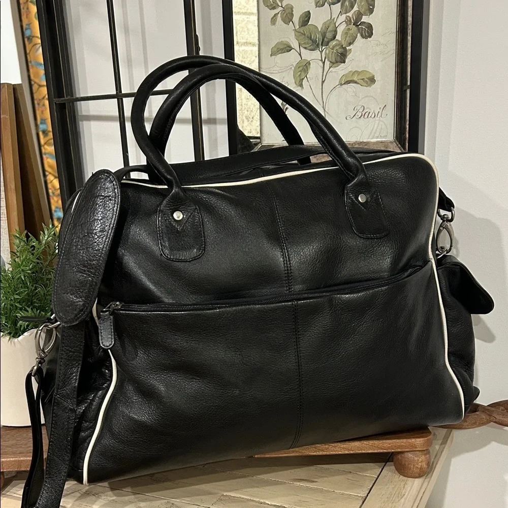 Latico Black Leather Duffel Bag